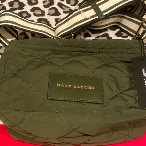 Marc Jacobs Olive Quilted Crossbody with Striped Strap